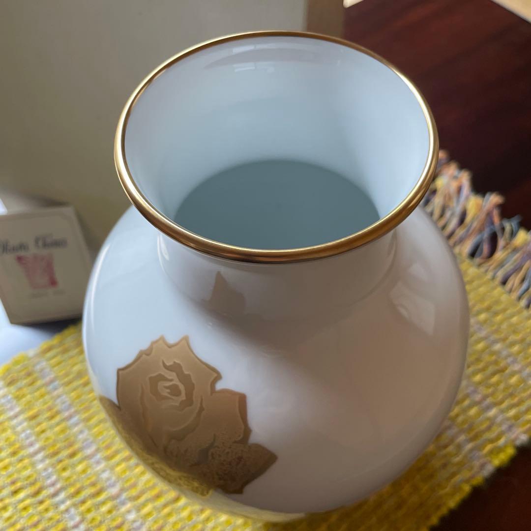 【新品】大倉陶園 金彩 金蝕薔薇 花瓶 花器 フラワーベース 高さ28cm