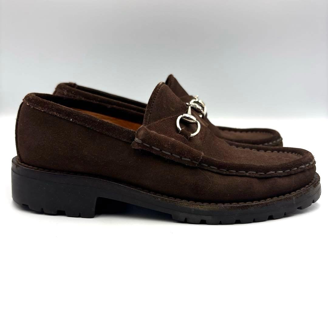 【超美品】GUCCI　23.0cm相当　ローファー　スエード　スエード　ブラウン