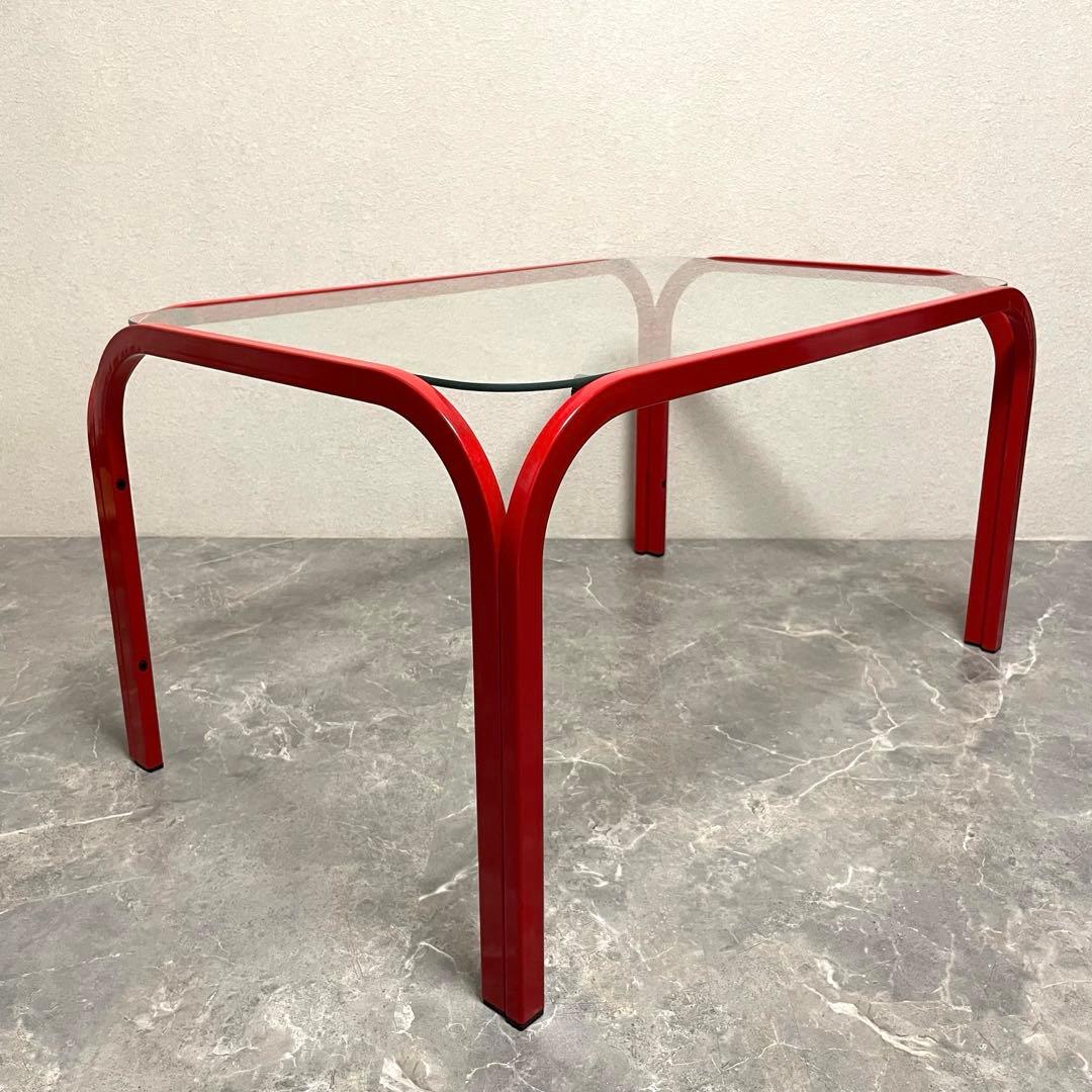 レトロ　80年代　ガラステーブル　 センターテーブル　アイアンフレーム