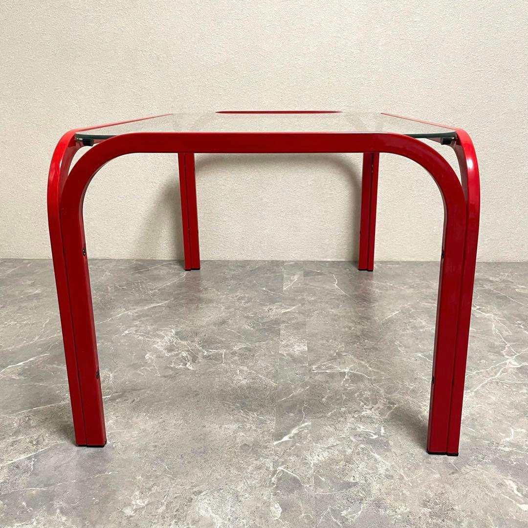 レトロ　80年代　ガラステーブル　 センターテーブル　アイアンフレーム