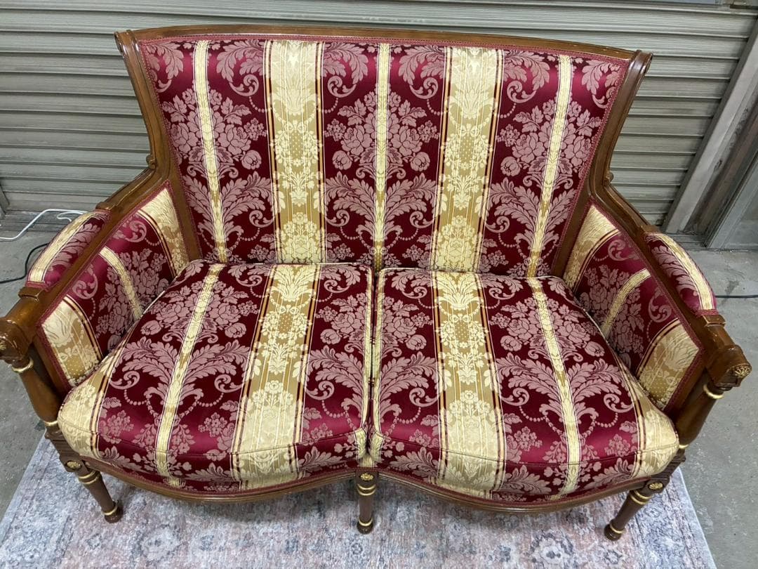 イタリア製 クラシック ソファ オットマン セット ヴィンテージ調