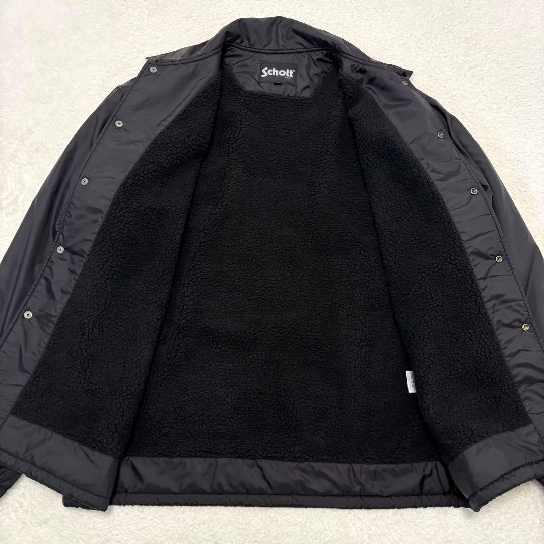 美品 SCHOTT ショット コーチジャケット 裏ボア L ブラック