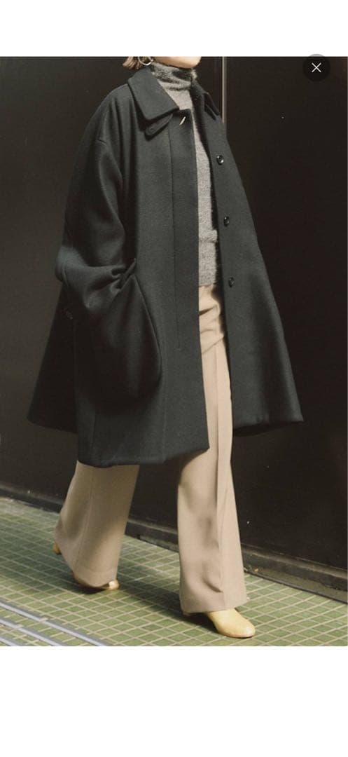 IENA LA BOUCLE ハードメルトンスタンドネックコート　BLACK