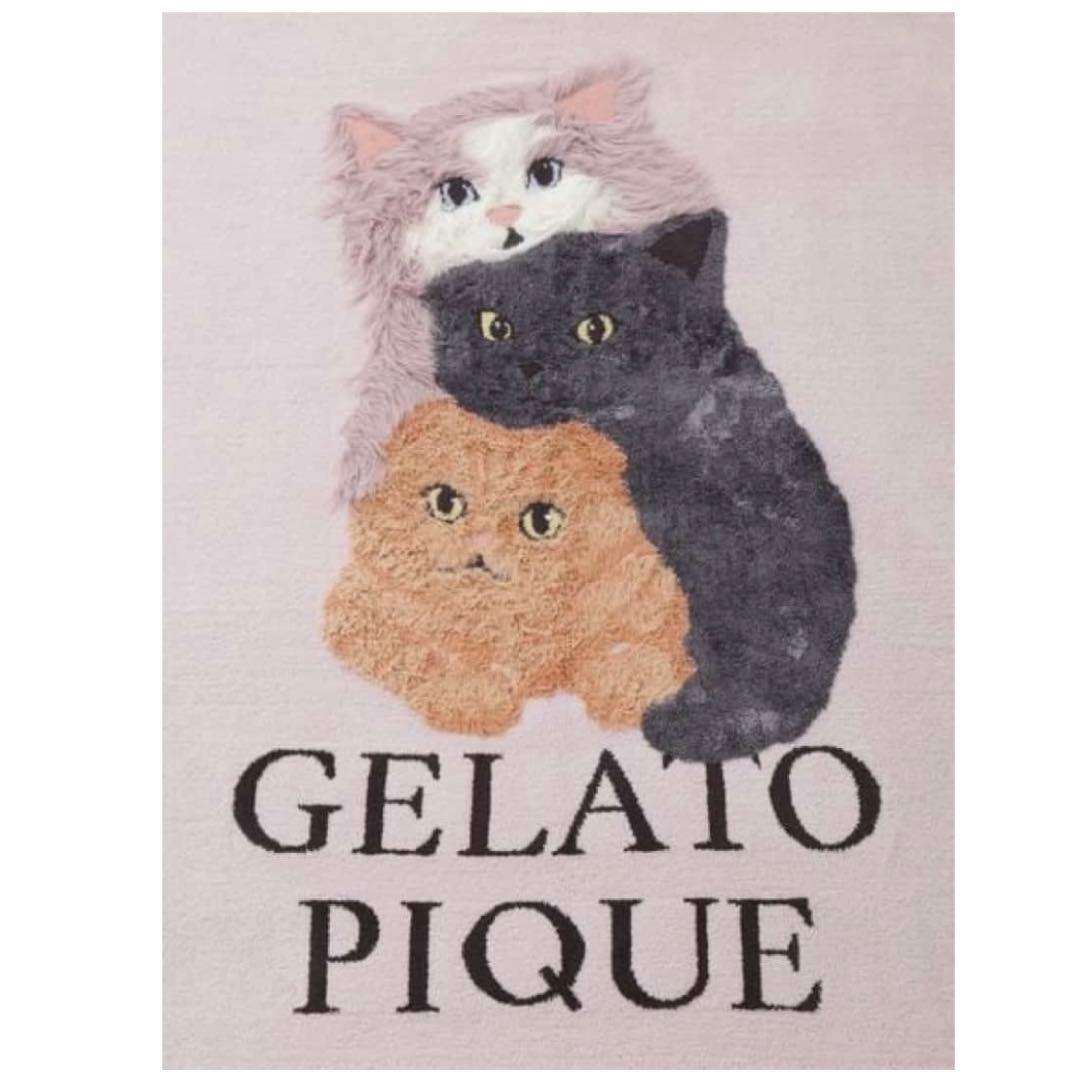 CAT3柄 ジャガードマルチカバー ジェラートピケ