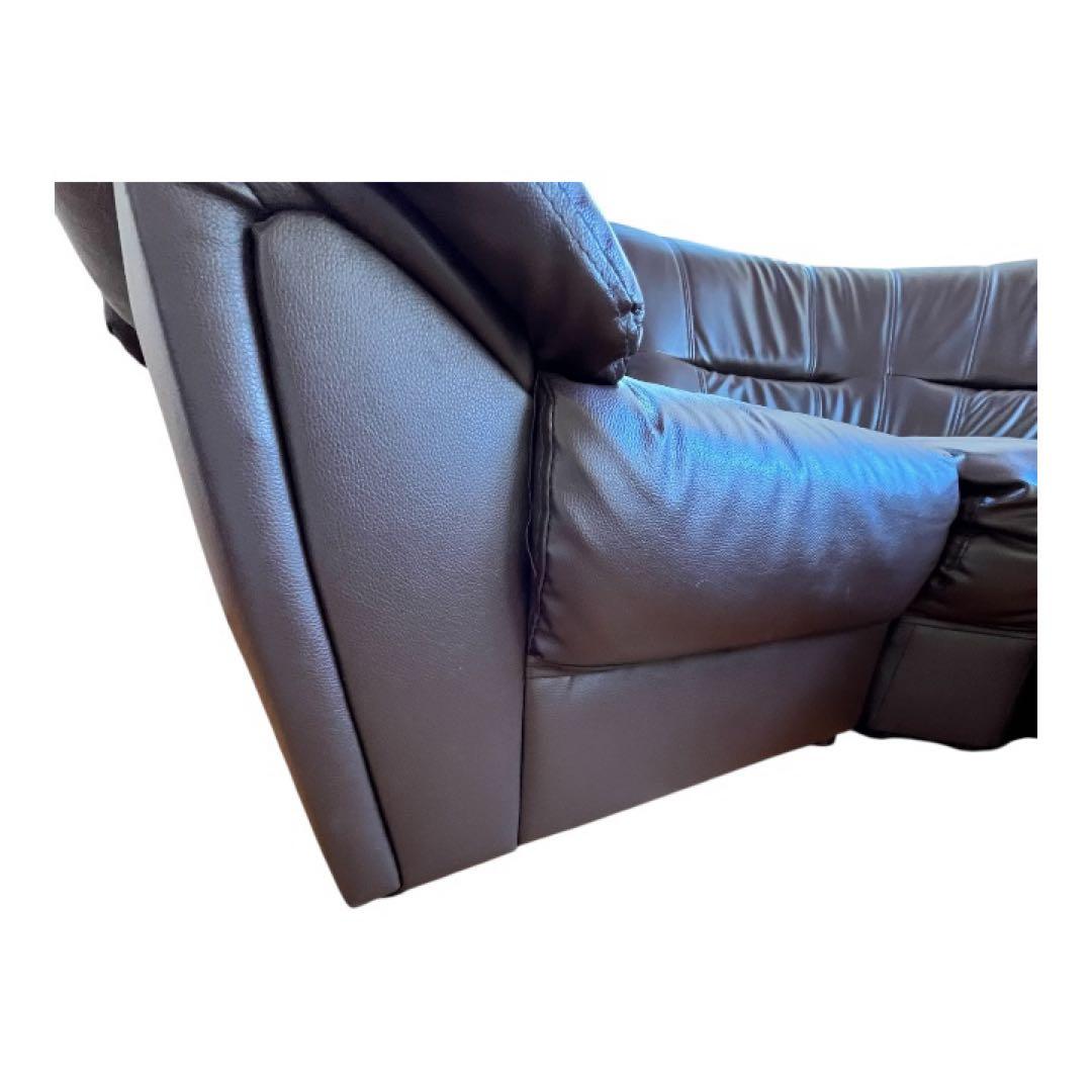 【美品】コーナーソファ L字 5人掛け 合皮レザー ダークブラウン 引き取り限定