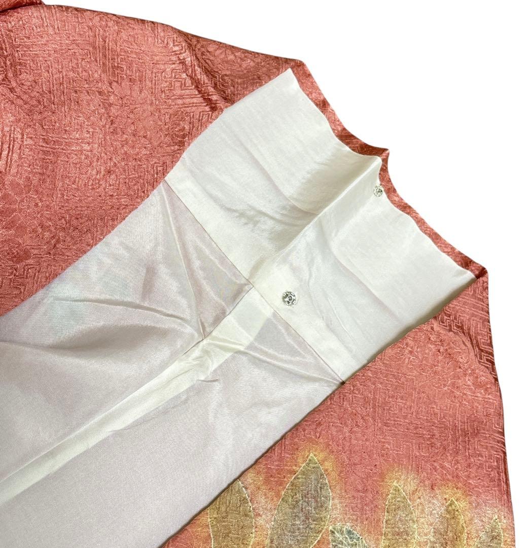 AA8愛華 着物 訪問着　絞り辻け花　曙色 正絹手縫い仕立て　美品