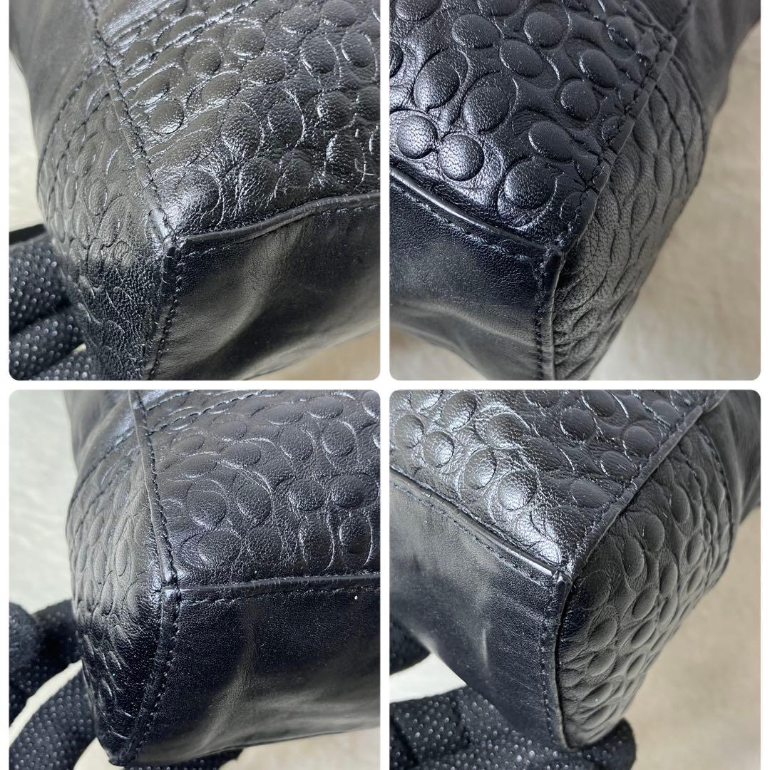 コーチ✨オールレザー 本革 エンボス A4 2way ビジネスバッグ 黒