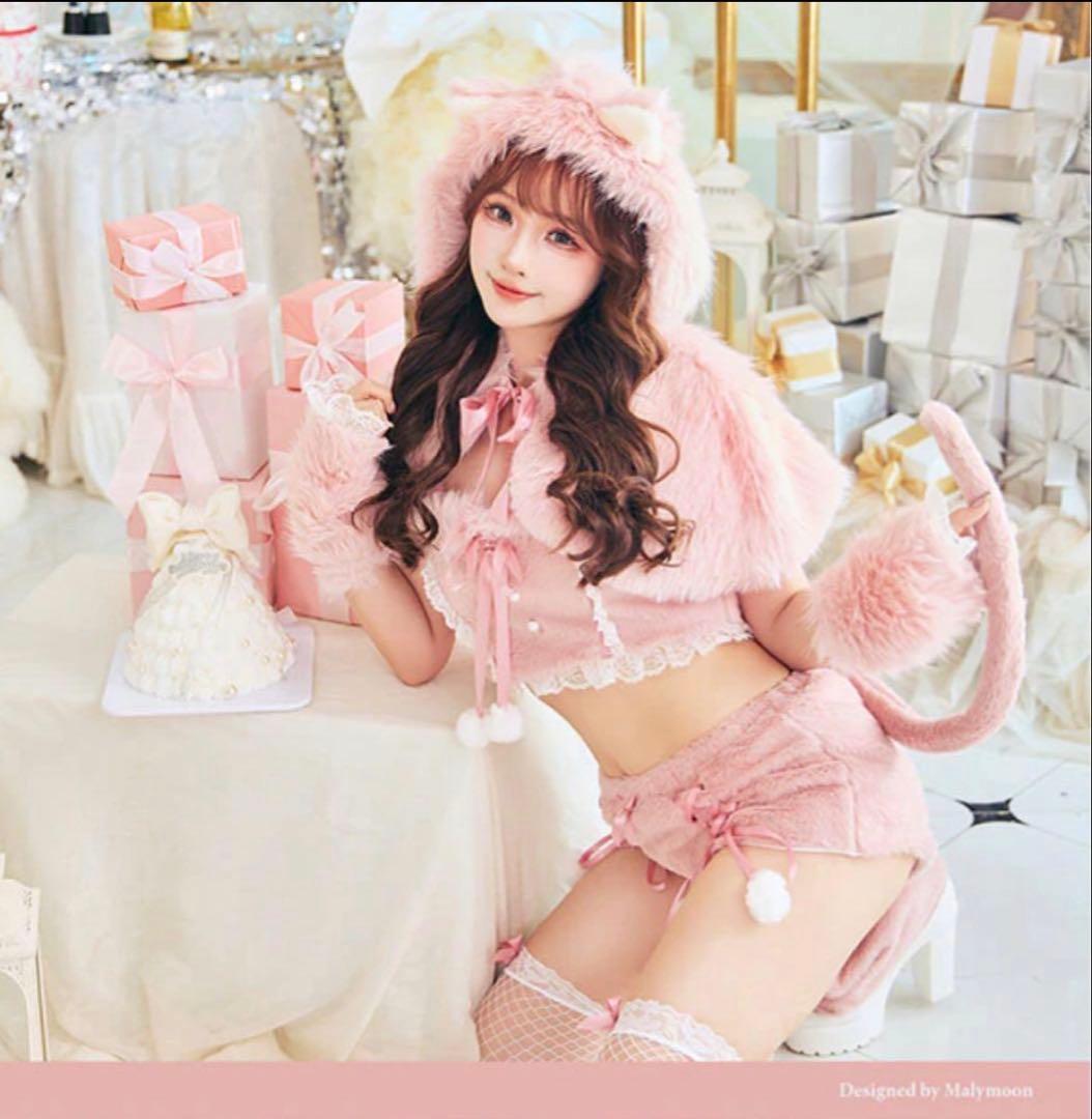 Malymoon マリームーン ふわふわメレンゲリボンキャットサンタ ピンク