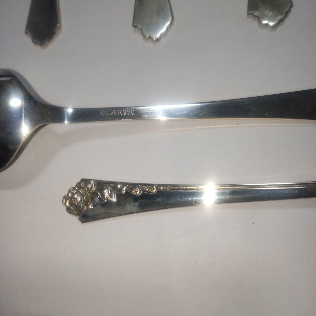 シルバー950装飾スプーン 6本セット