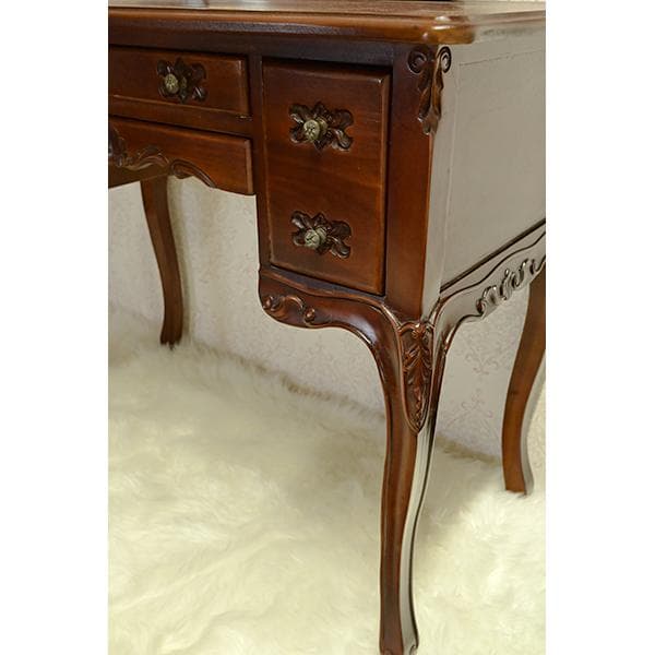 値下げ！ 長い瓶も収納 可マホガニー 三面鏡　ドレッサーデスク ロココ調 お姫様