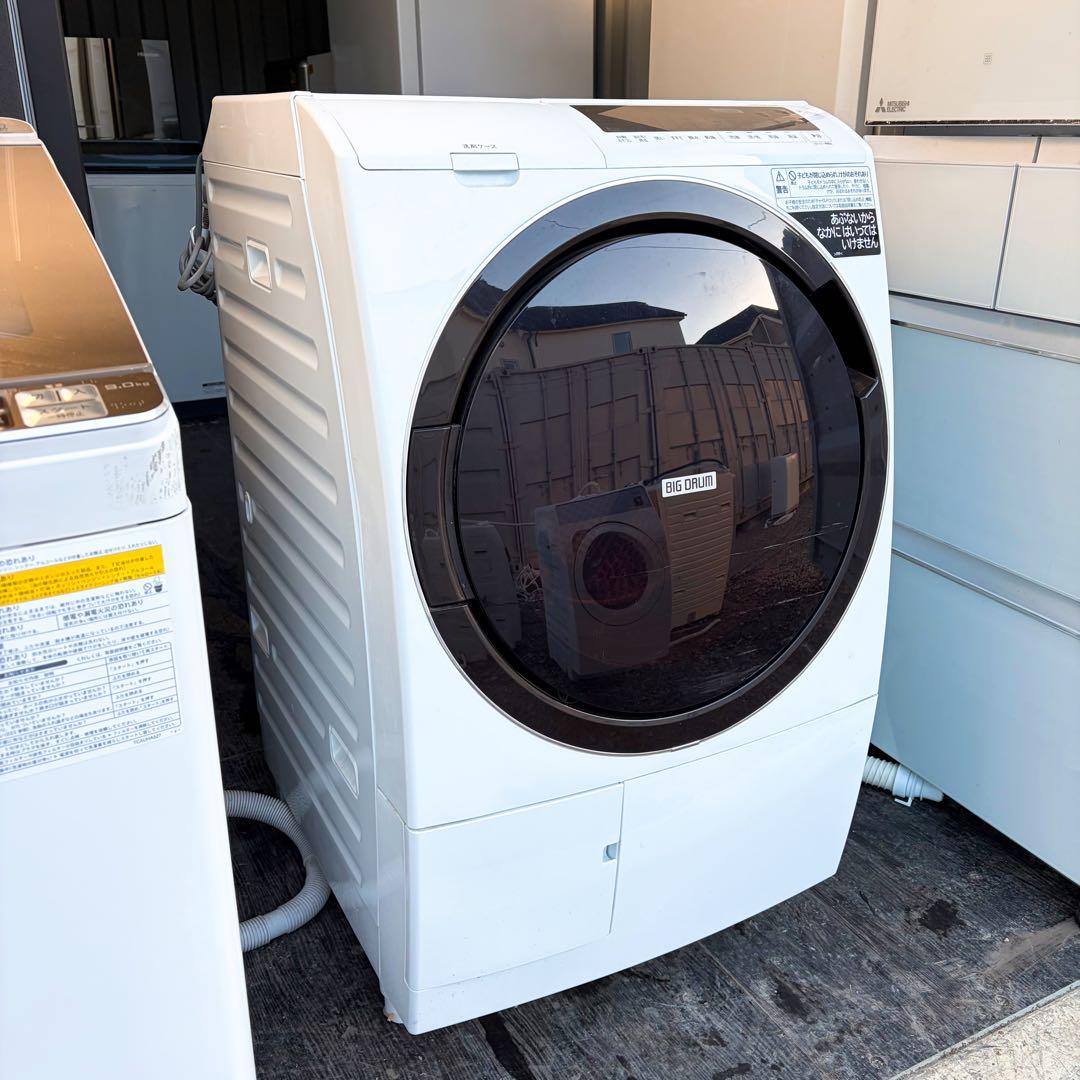 運搬取付無料！大容量！純正日立のホワイト・スマート電気乾燥洗濯機！超美品・完動品