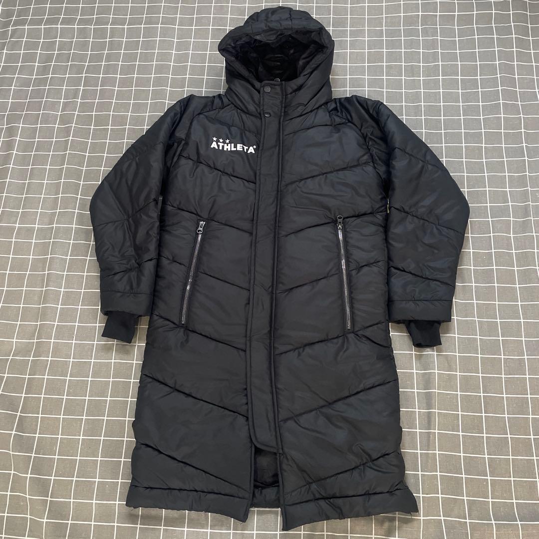 ATHLETA ブラック ロングベンチコート　美品　140