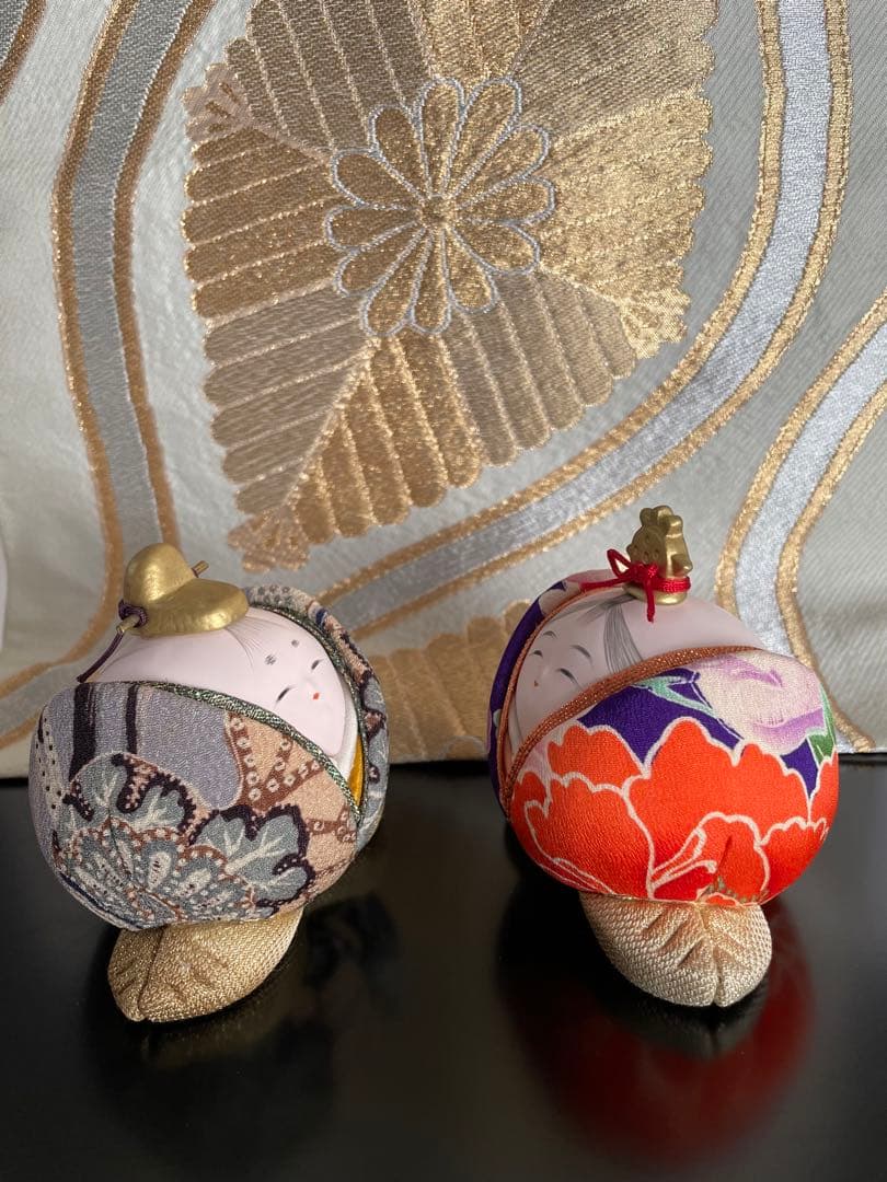 ハンドメイド　木目込み人形　桃の語らいの雛人形