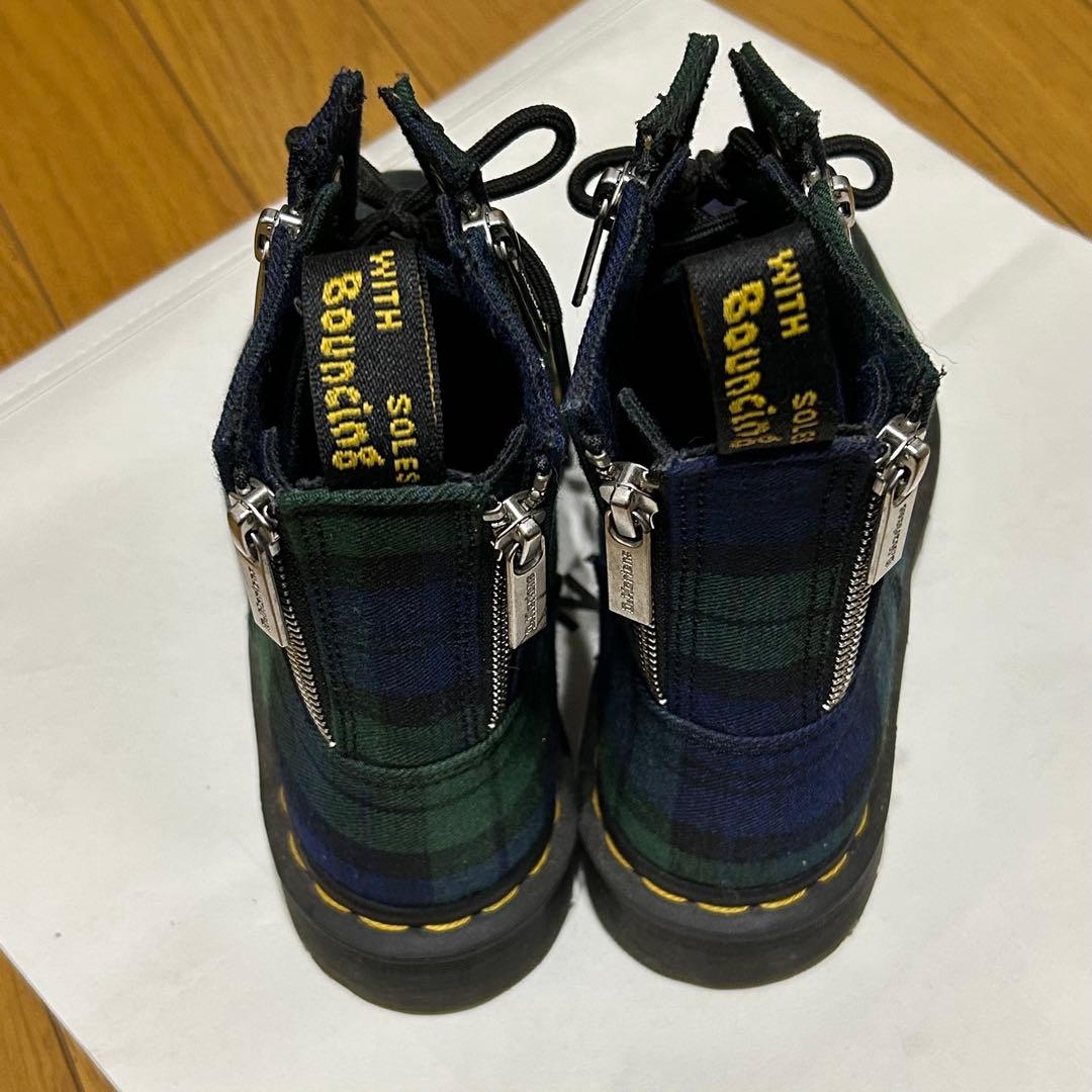 チェック柄 厚底ブーツ ジッパー付き