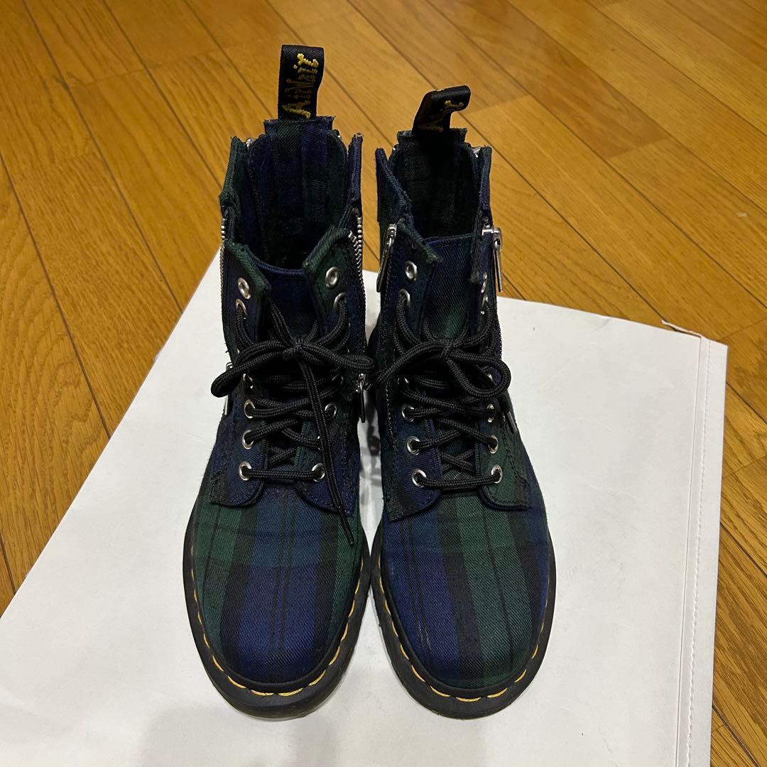 チェック柄 厚底ブーツ ジッパー付き