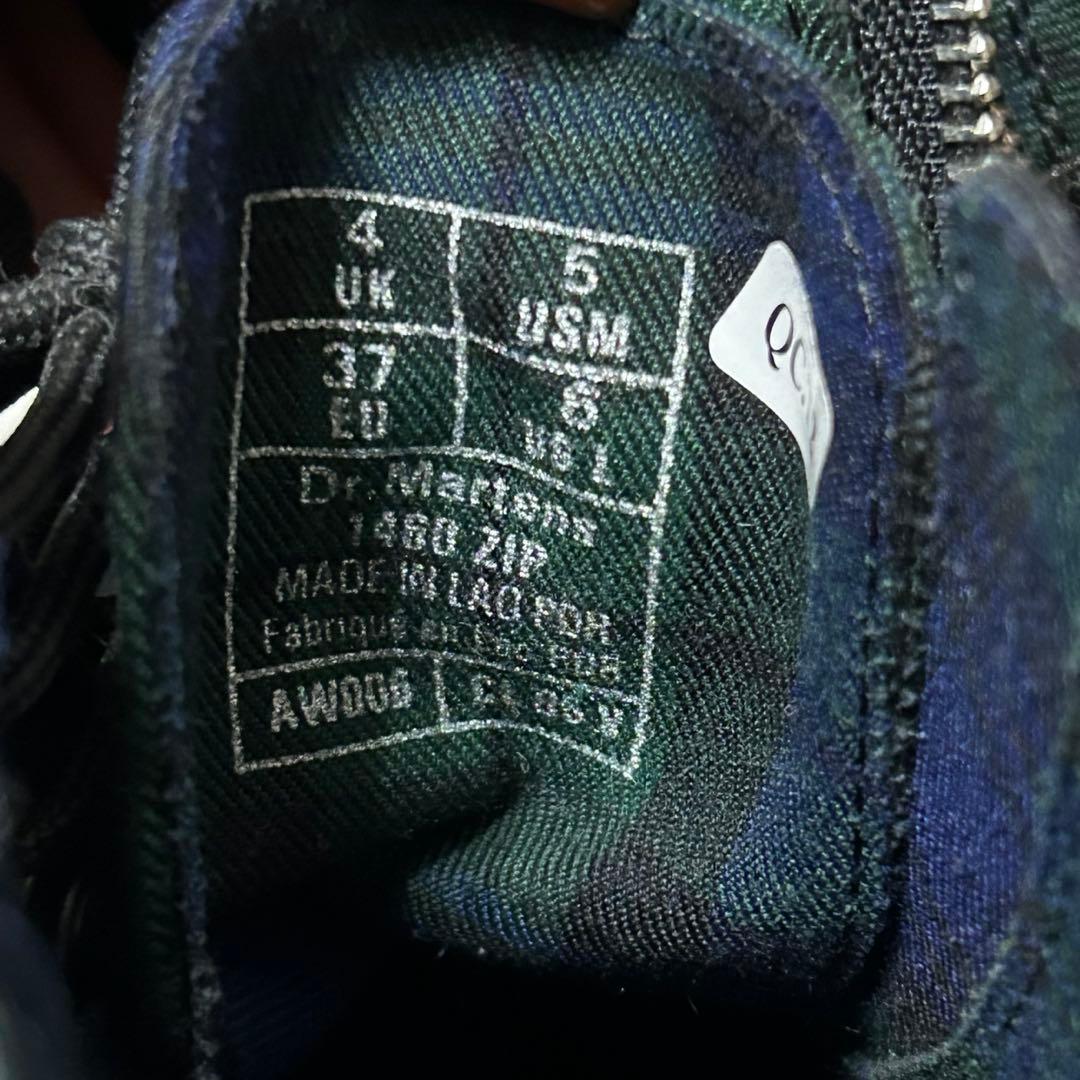 チェック柄 厚底ブーツ ジッパー付き