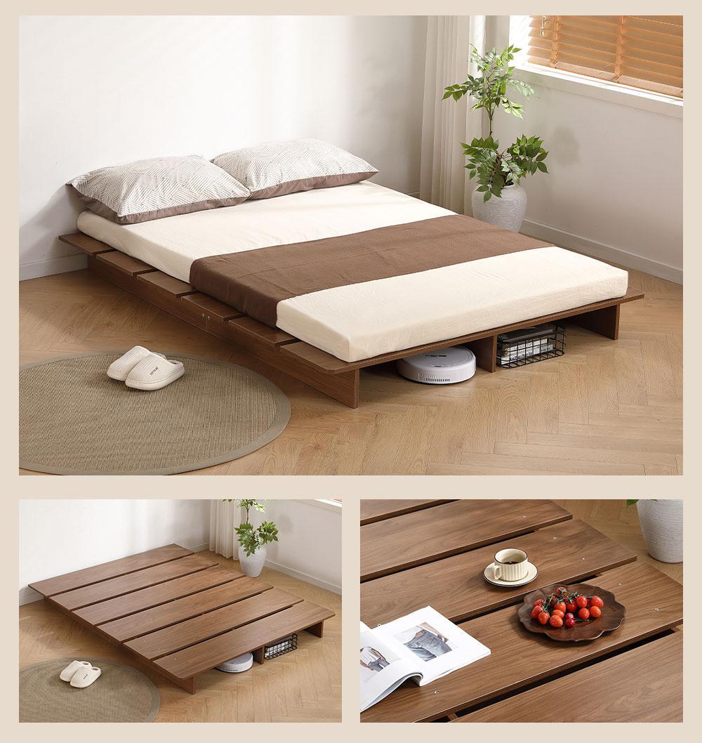 超人気！【S・幅120cm】ベッド ローベッド ステージベッド　BROWN