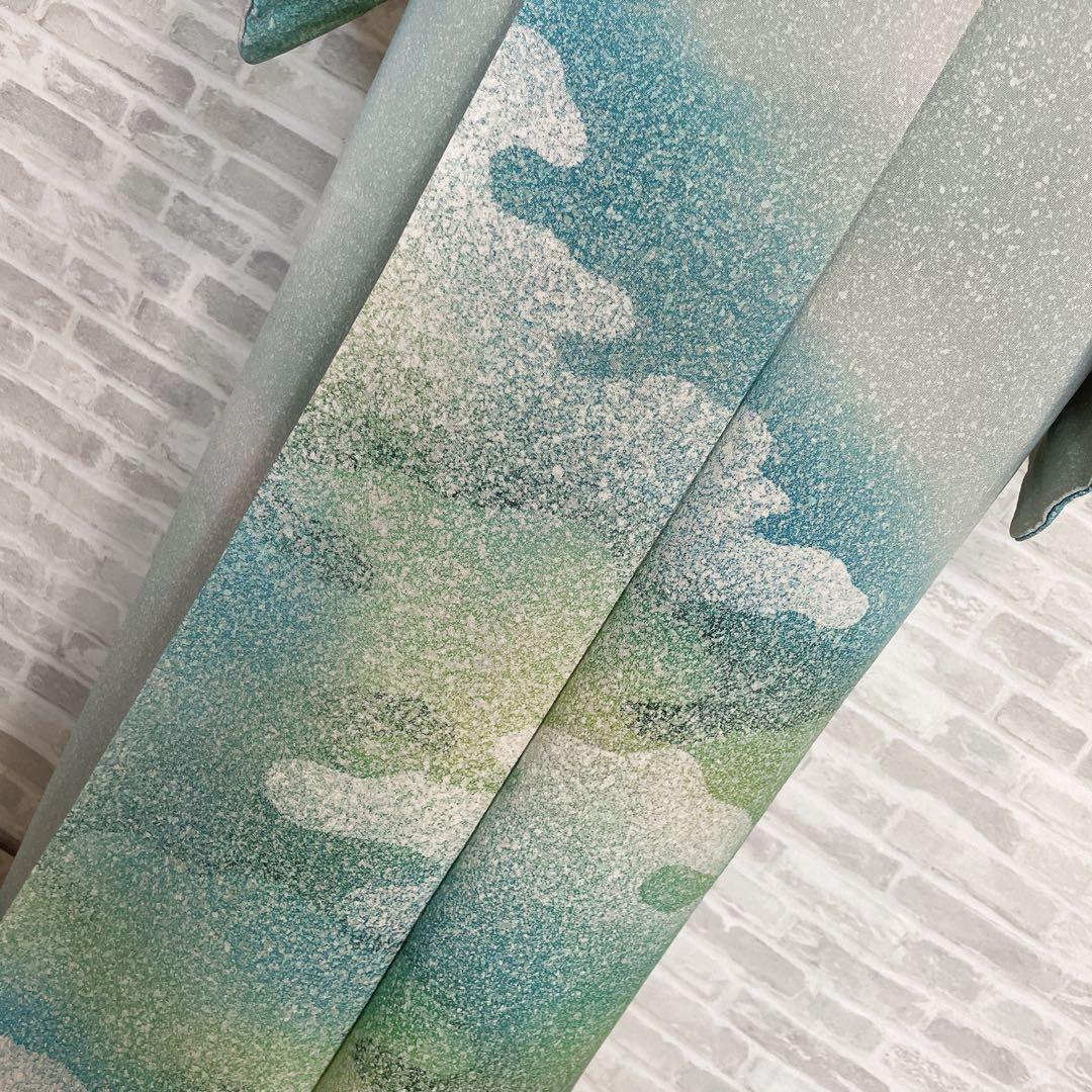 訪問着　フルセット　叩き染　爽やかなお色味　着物　L3