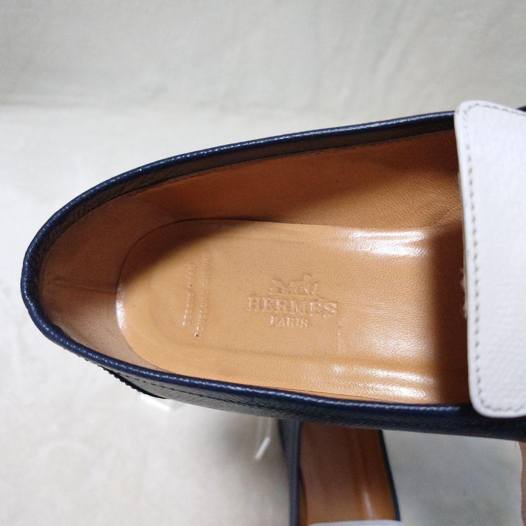 【美品】エルメス モカシン グレナン ローファー バイカラー シェーヌダンクル