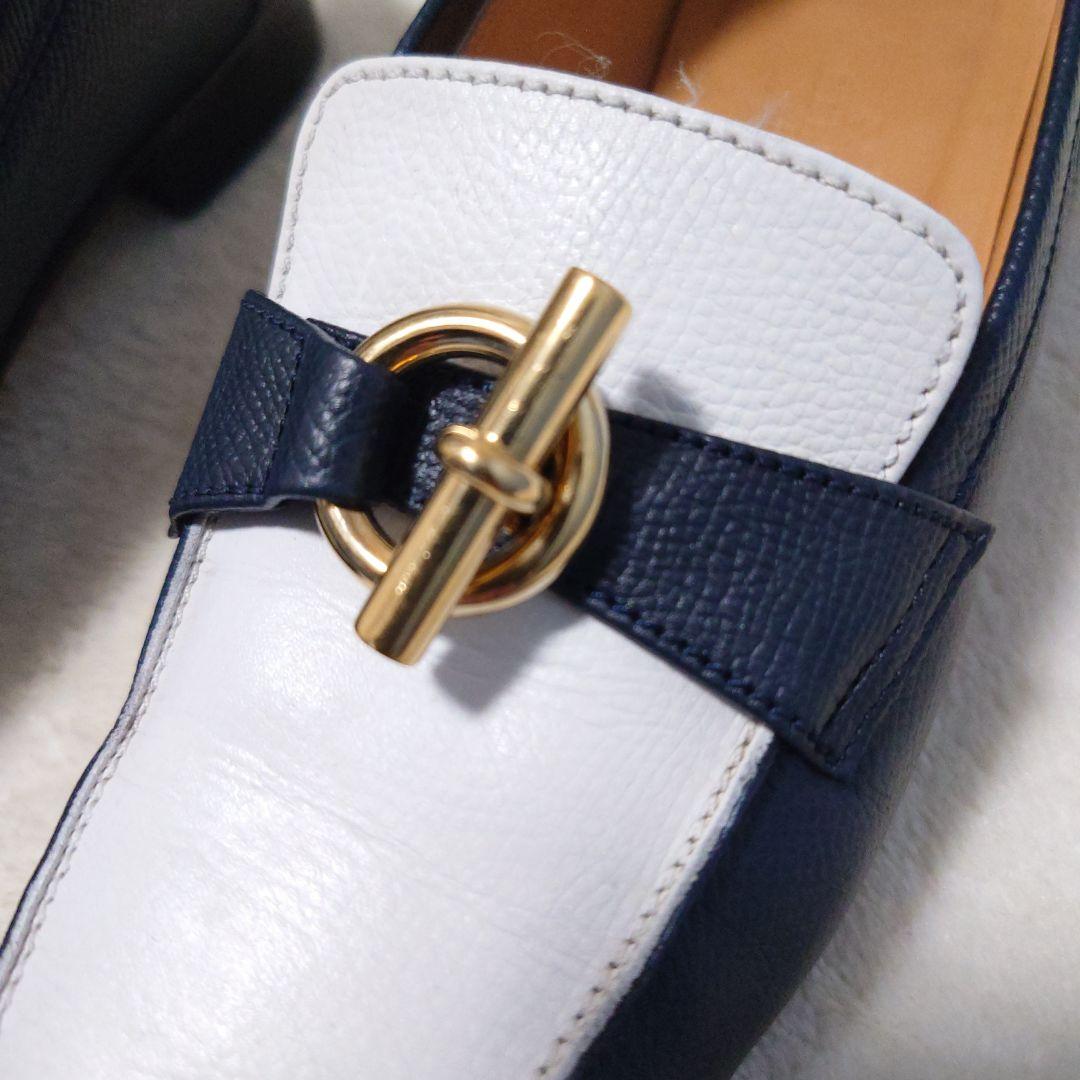 【美品】エルメス モカシン グレナン ローファー バイカラー シェーヌダンクル