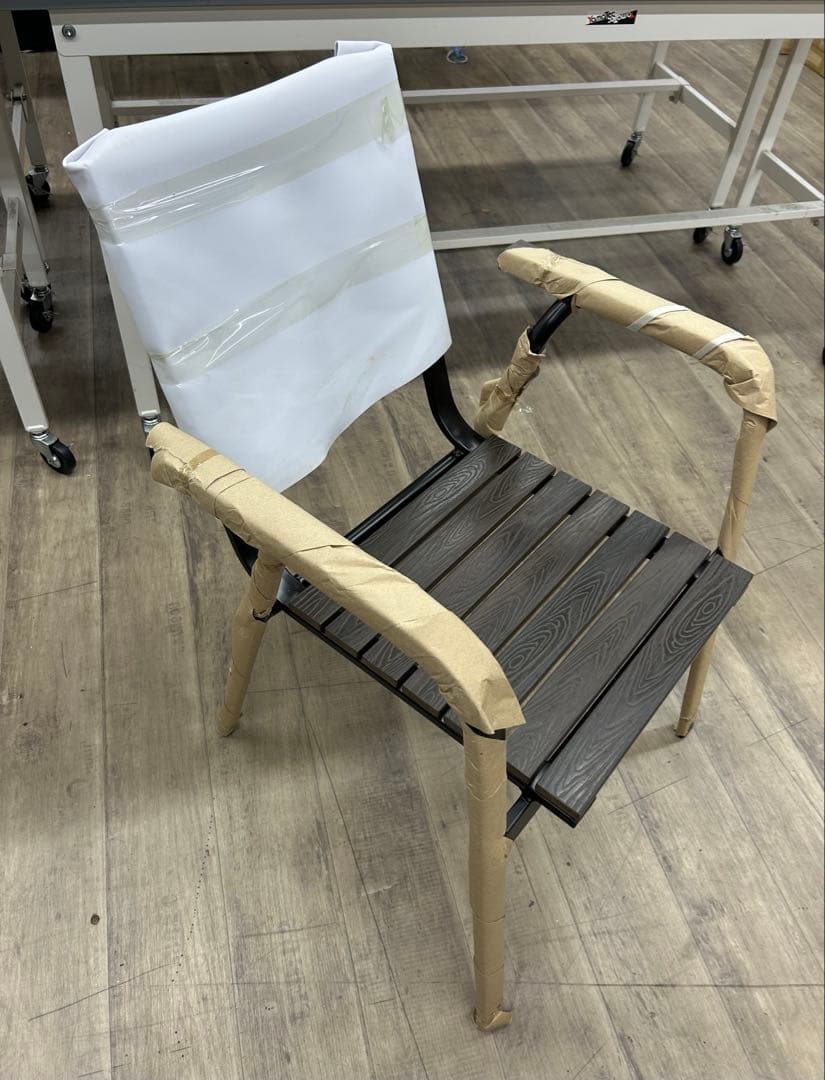 ★10脚セット売り★ダークブラウン アーム付きガーデニングチェア