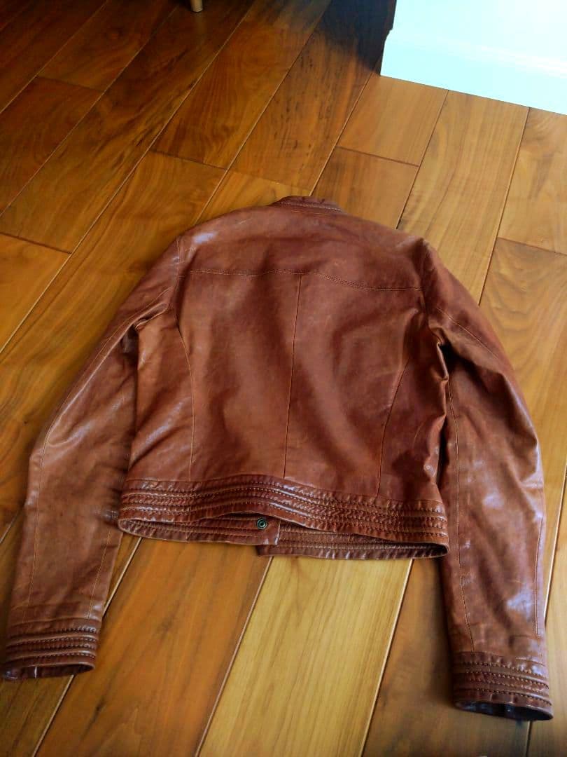 PRADA☆ブラウンレザー シングルライダースジャケット