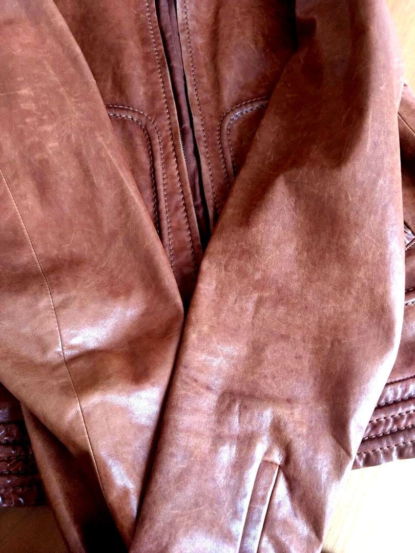 PRADA☆ブラウンレザー シングルライダースジャケット