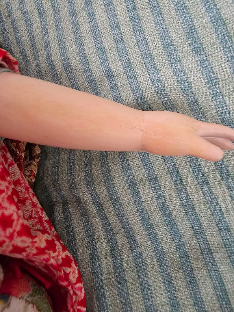 市松人形 赤色と白色の着物 光龍斎　瀧澤義豊　12号 傷や汚れあり