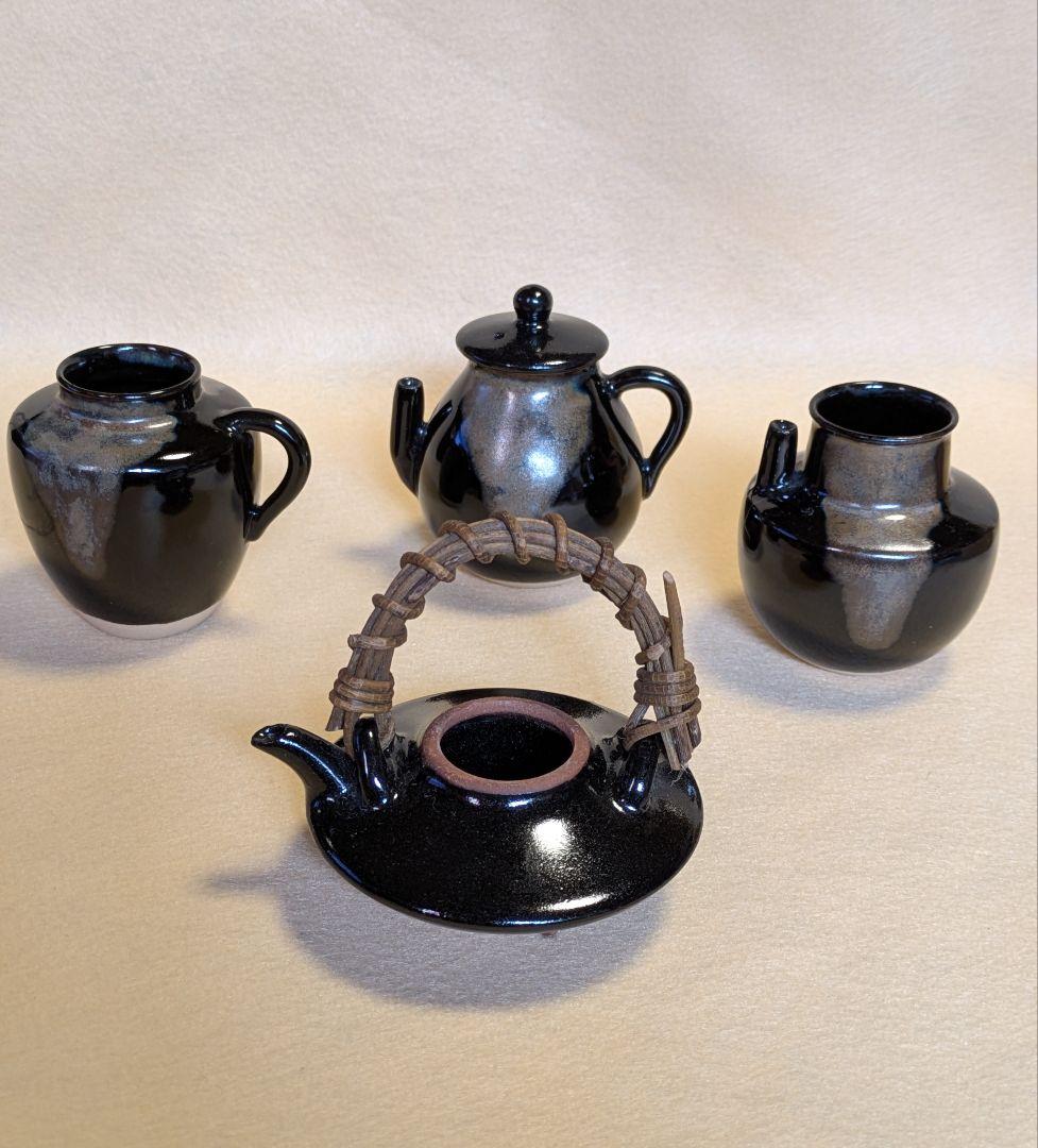 茶道具/ 茶入 /水滴/茶入と水滴/黒薩摩水滴 計4点