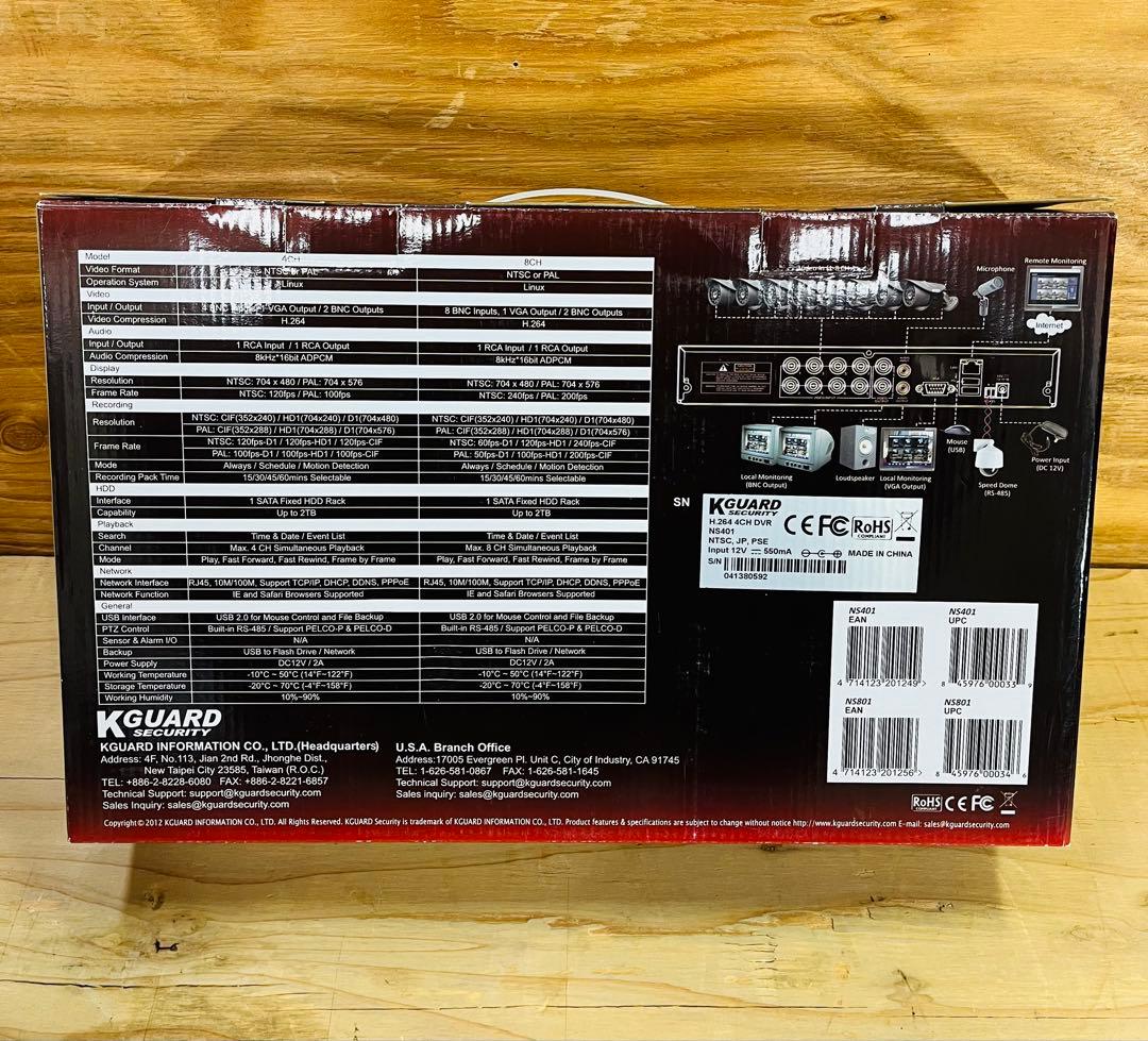 未使用品 防犯カメラ KGUARD H.264 4CH DVR コンボキット