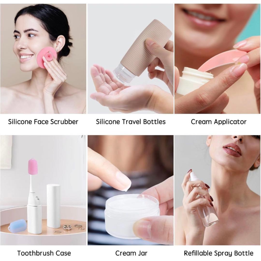 ハンギングトラベルトイレタリーバッグ 防水 トラベルボトル付き 吊り下げ式