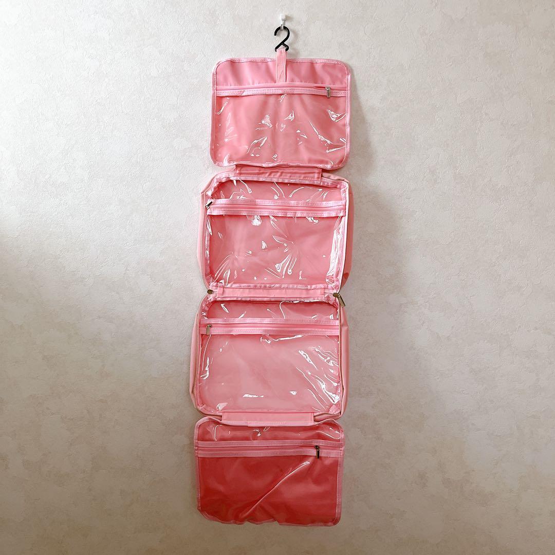 ハンギングトラベルトイレタリーバッグ 防水 トラベルボトル付き 吊り下げ式