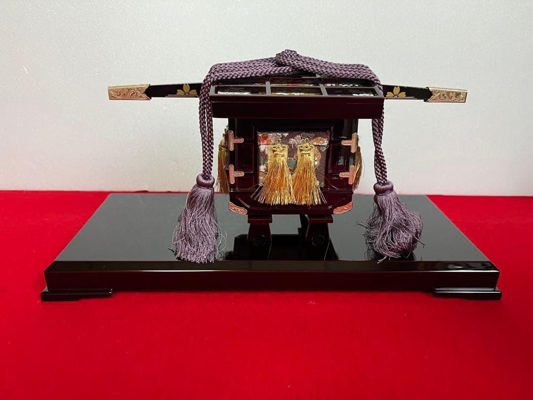 35号　高級溜塗重箱牛車お籠セット