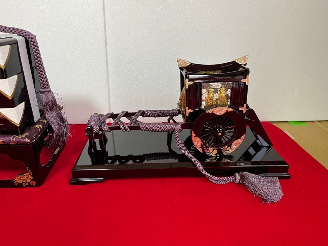 35号　高級溜塗重箱牛車お籠セット
