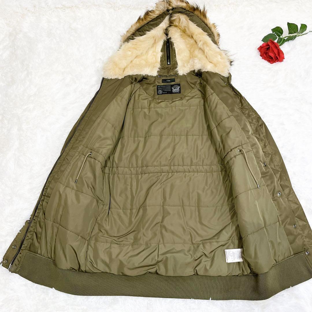 極美品✨　diesel モッズコート　ロング　ファー　カーキ　レディース