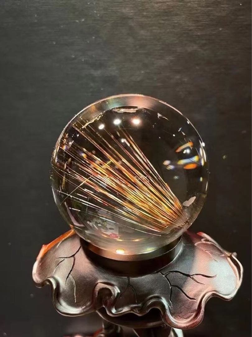 ⭐︎【極上品】天然銅色ゴールドルチルクオーツ 置物 66mm