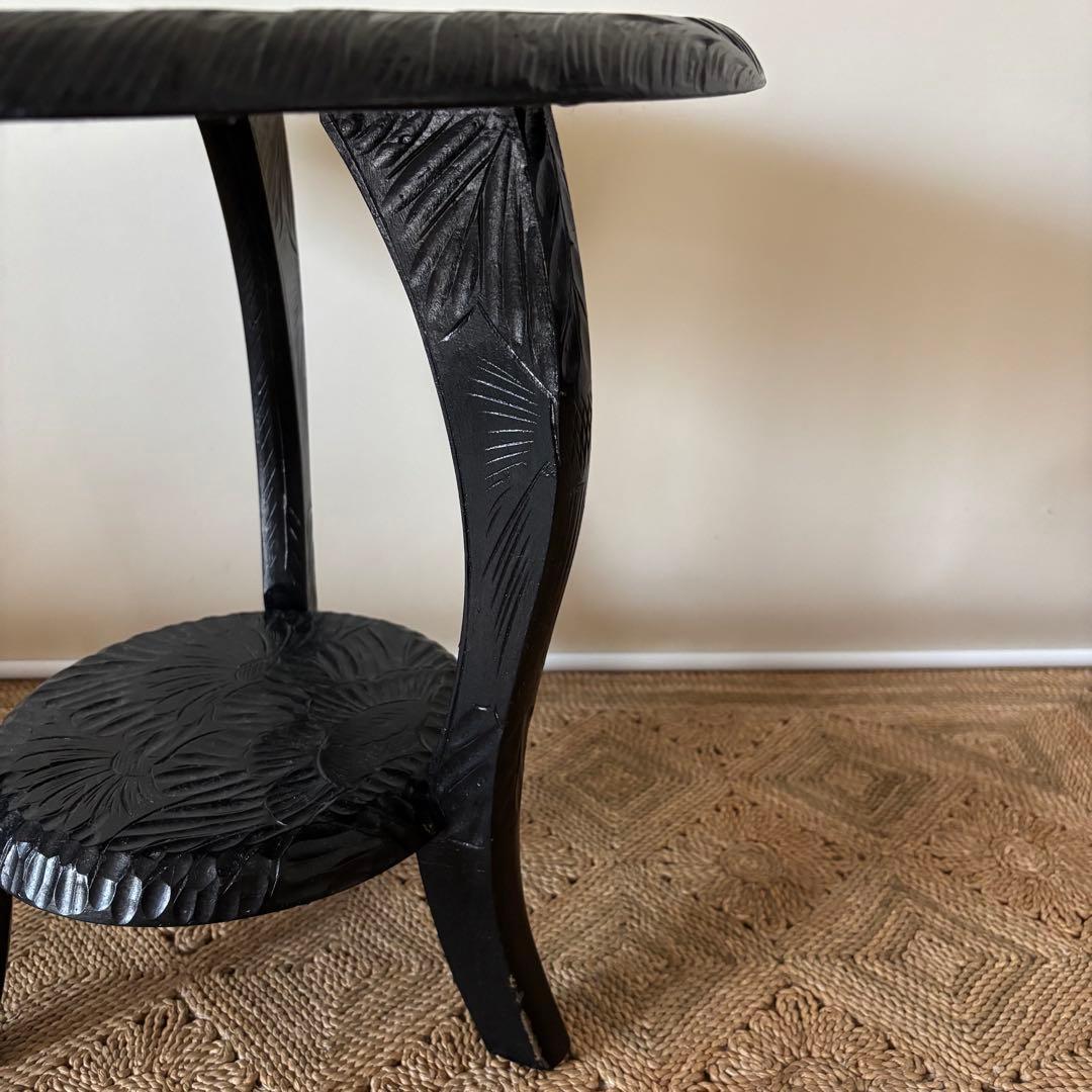 日光彫 丸テーブル サイドテーブル ミニテーブル 伝統工芸