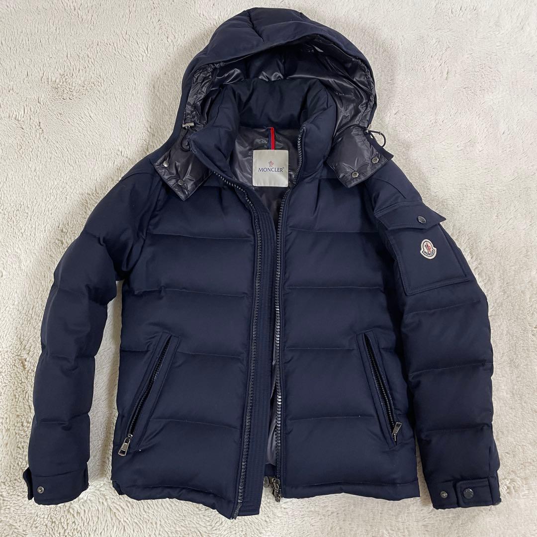 【格安ジャンク】モンクレール ダウン 紺色 セルフ補修あり 腕裏破れあり