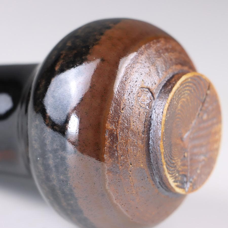 Y3338-6 茶道具 山口茂 鶴首茶入 共箱・仕覆　　よ