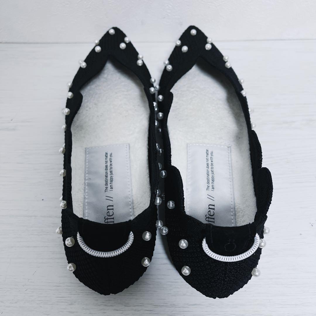 オッフェン öffen 25㎝ パール フラットシューズ ポインテッドトゥ