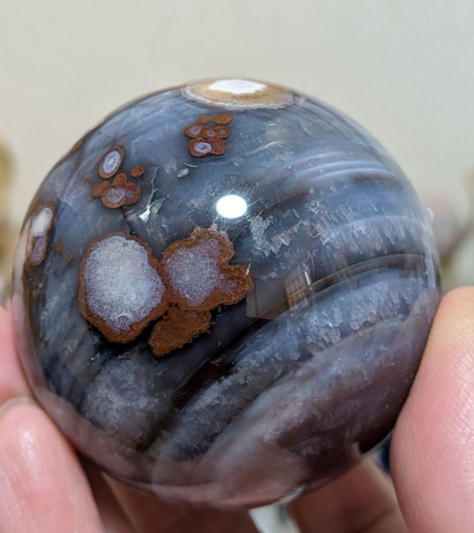ブルー桜瑪瑙☆ブルーアゲート☆スフィア☆高品質☆希少☆レア☆