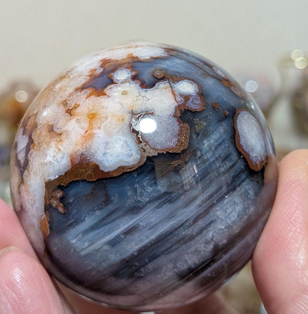 ブルー桜瑪瑙☆ブルーアゲート☆スフィア☆高品質☆希少☆レア☆