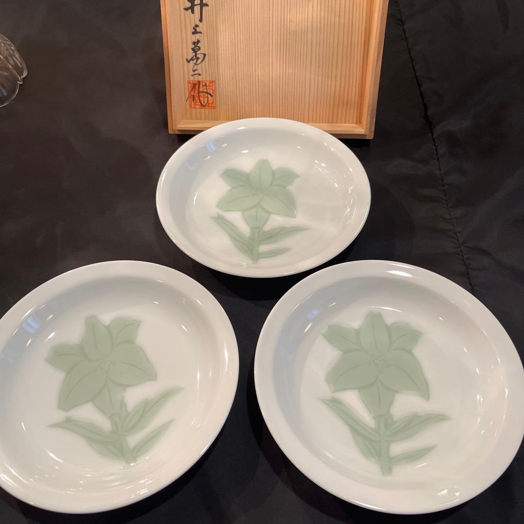 人間国宝　井上萬二【本人作】銘々皿　5客揃い