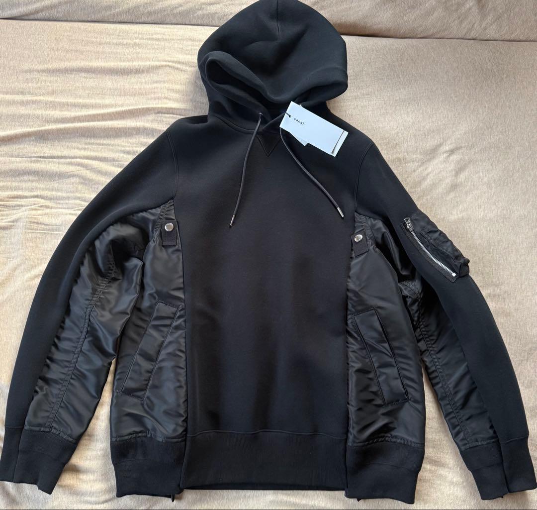 25AW新品 sacai スポンジ スウェット パーカー ドッキング MA-1
