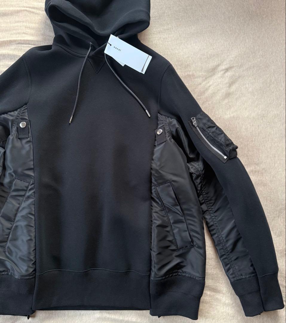 25AW新品 sacai スポンジ スウェット パーカー ドッキング MA-1