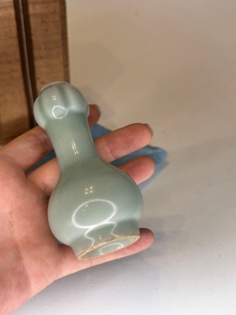 中国古美術 清時代 青磁 小花瓶 赏瓶 共箱付