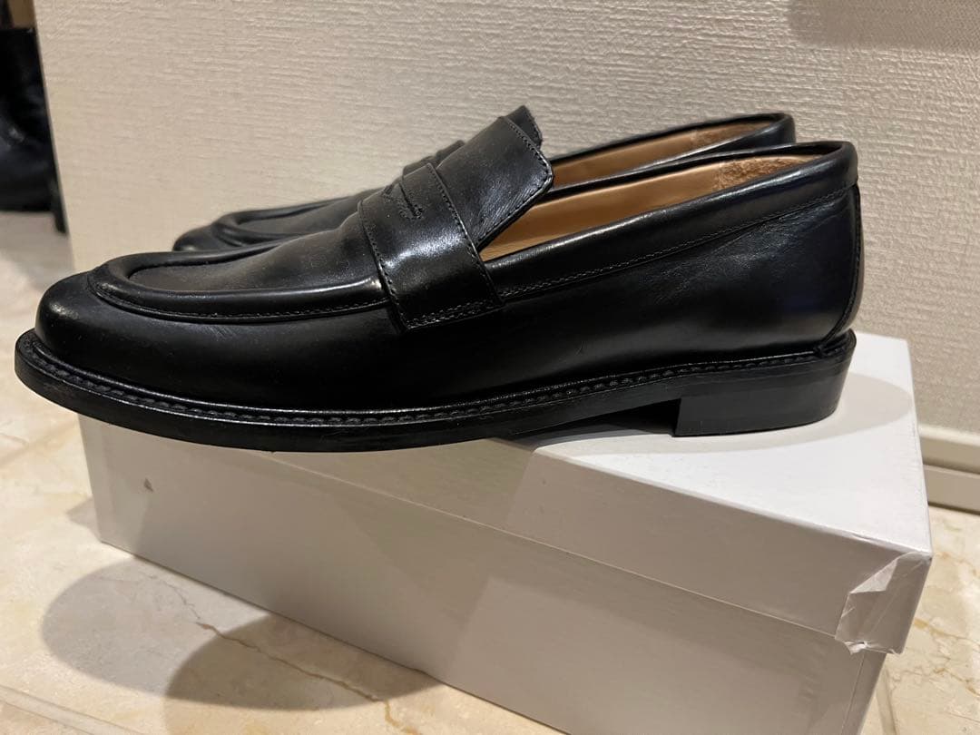 新品イタリア製本革ブラックローファー 37 定価３万円7割引