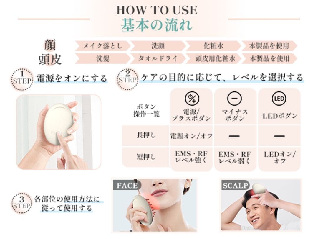 新品送料無料/ Kiboer 電気ブラシ 美顔器 リフトアップ 頭皮ケア