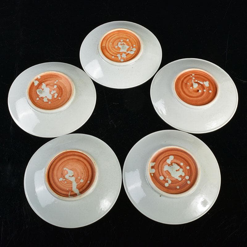 深川園　古染付写　蜻蛉文　五寸皿　十客　在銘　共箱　V　R4364