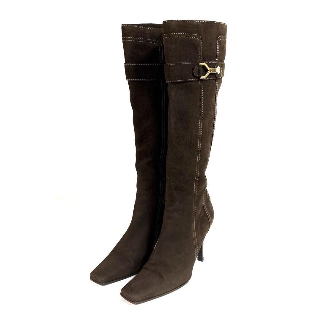 【美品】ルイ ヴィトン レザー ロングブーツ ブラウン 37イタリア製